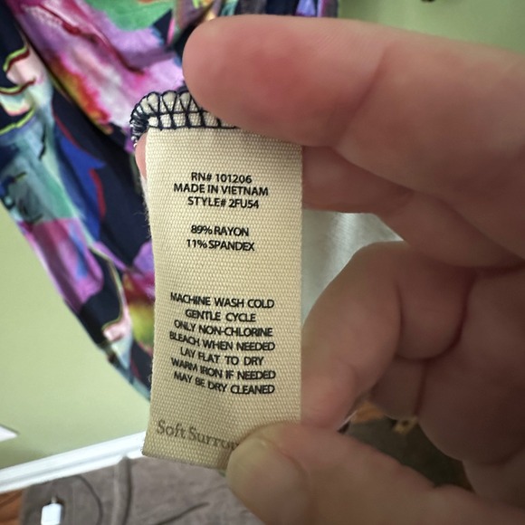 Soft Surroundings Floral Print Wrap Dress 3/4 Sleeve‎ Jersey Stretch Sz M - Picture 5 of 10